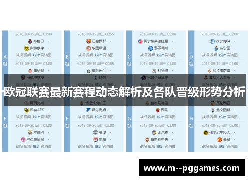 欧冠联赛最新赛程动态解析及各队晋级形势分析